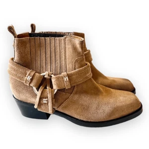 Diesel Harness Taupe Suede Western Ankle Boot Women’s Size 37 EU Coastal Cowgirl - Picture 1 of 14