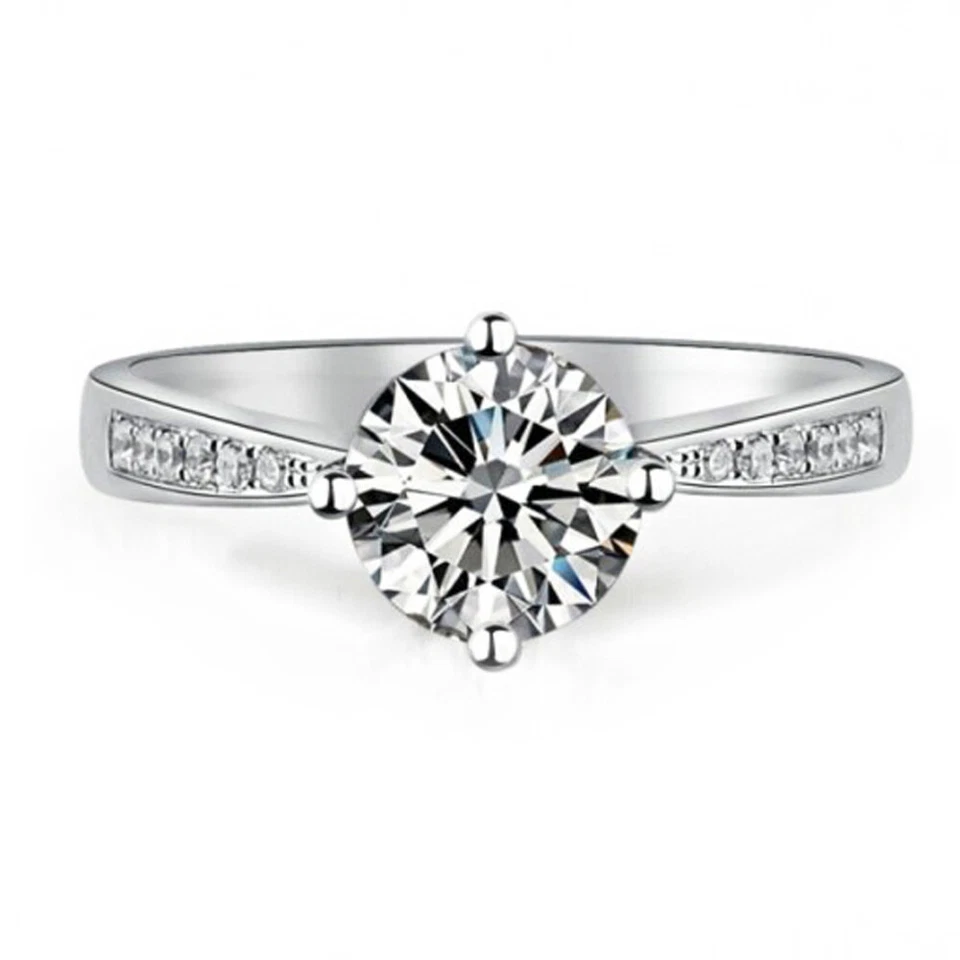 GIA Certified 1.50 Carat Diamond Engagement Ring Round Cut 14k White Gold - Изображение 1 из 3