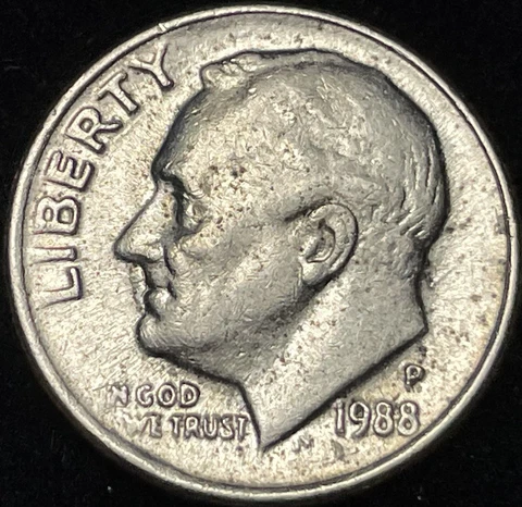 1988 P Die Chip / Die Clash Roosevelt Dime Error Cover