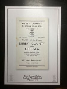 1946-47 Derby County v Chelsea FA Cup 4th Round Replay Programme PRINT