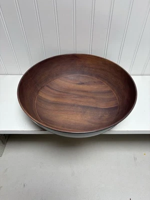 Tazón mezclador de plástico negro para servir ensalada de grano de madera sintética Foto 1 de 4