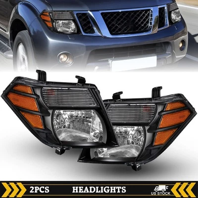Black For 2008-2012 Nissan Pathfinder Headlights Head Lamps Assembly Pair LH RH - Image 1 of 4