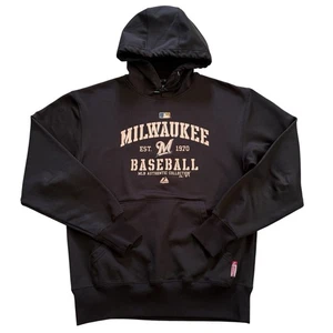 Vintage MLB Majestic Milwaukee Brewers Hooded Sweatshirt Men’s Size Medium - Picture 1 of 10