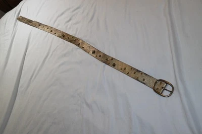 Cinturón Mujer Grande (37”-41” Agujeros) Cuero Calvin Klein Tachonado Acabado Dorado Foto 1 de 4