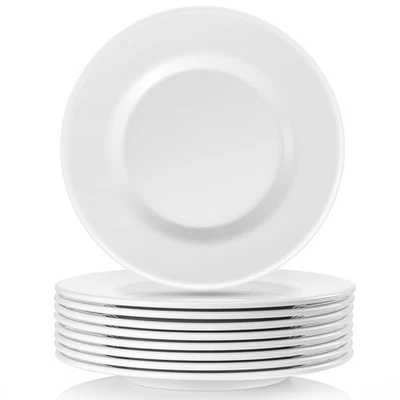 8” White Melamine Salad Plates - Smooth Round 8 Inch Melamine White Plates, D... - Image 1 of 4