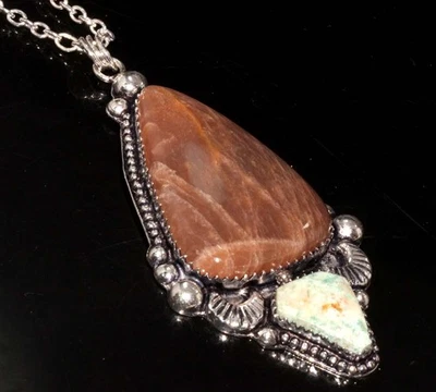 Collar Chapado en Plata 925 Turquesa Peruana Piedra Solar Calidad Superior 18" GW Foto 1 de 3