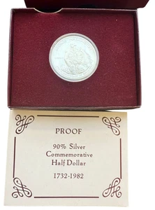 1982-S George Washington 250th Anniversary Proof Silver Half Dollar w/ COA + OGP - Picture 1 of 6
