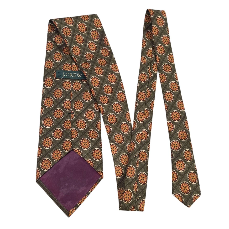 Corbata vintage con patrón de medallón de seda J.CREW verde naranja para hombre prendas de cuello de lujo Foto 1 de 4