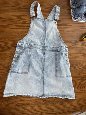 Art Class Acid Wash Overall Jumper Dress Sleeveless Casual Stretch  L (10/12) - Image 1 of 4