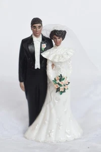 1991 Vintage Wilton African American Bride/Groom Couple Wedding Cake Topper (R) - Picture 1 of 3