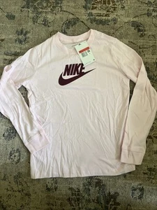 NWT NIKE Girl's Futura Long Sleeve Graphic T-Shirt PINK FOAM - L CZ1260-664 - Picture 1 of 4