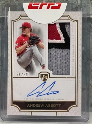 2024 Topps Definitive Andrew Abbott Rookie Game-Used Patch Auto #26/50 RC - Image 1 of 2