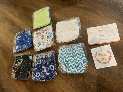 BABYGOAL~ 6 Piece Assorted Reusable Cloth Diapers + 1 Wet Bag - Image 1 of 3