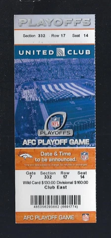 JOE FLACCO HAIL MARY - RAVENS @ BRONCOS 2012-2013 NFL AFC PLAYOFFS FULL TICKET Cover