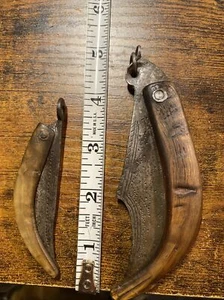 2 Antique early Horn handled pocket knives - Picture 1 of 12