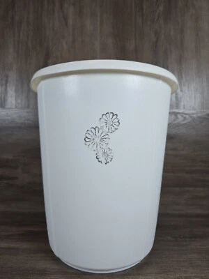 Cesta de papel de basura Rubbermaid de colección cubo de basura blanco plata margaritas 2940 MCM 70s Foto 1 de 4