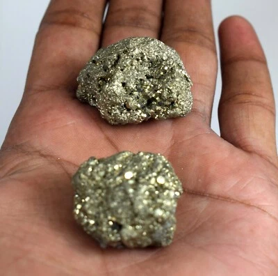 Large Iron Pyrite Crystal Nugget (2Pc) Raw Fools Gold Natural Stones Rough - Image 1 of 4