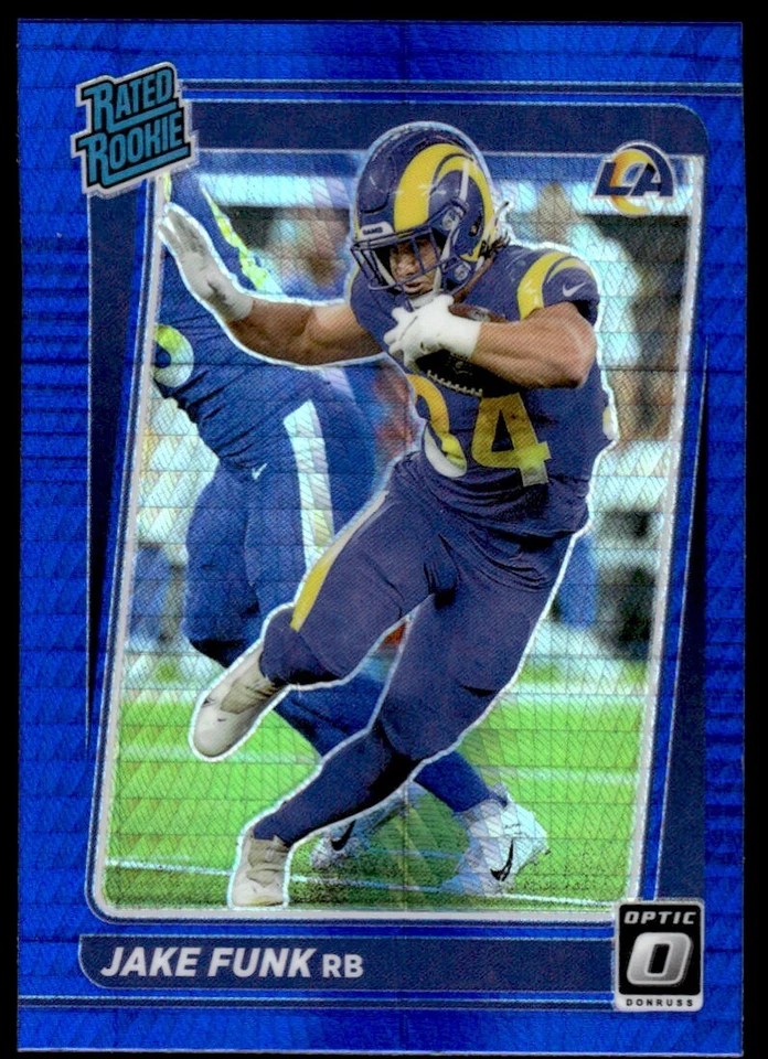 2021 Donruss Optic BLUE PRIZM Jake Funk Rookie Los Angeles Rams #295 - Image 1 of 2