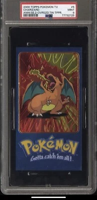 2000 Topps Pokemon TV Animation JUMBO Oversized Tin Topper CHARIZARD #5 PSA 9 - Image 1 of 2