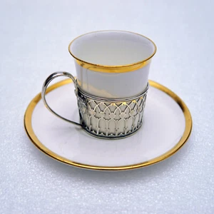 SHELLEY COFFEE CUP & SAUCER SILVER HOLDER 1920 HALLMARKED EDWARD SOUTER BARNSLEY - Picture 1 of 12