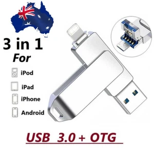 2TB 3 in 1 USB 3.0 Flash Drive Thumb OTG Pen Memory Stick For iPhone PC 1TB - Picture 1 of 14