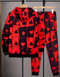 Tracksuit size Large men Hoodie sweatpants jogger black 2 piece outfit - Picture 1 of 2