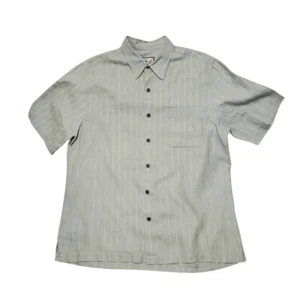 Carribean Joe Shirt Men's Large Gray 100% Linen Short Sleeve Collared Button Fro - Picture 1 of 7
