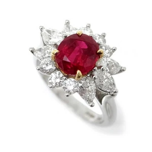 TIFFANY & Co. Ring Ruby Diamond Pt950 K18 US#5.5~5.75 P0026221 - Picture 1 of 3