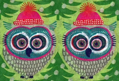 Colorful Christmas / Winter Owls Tissue Paper # 410 -- 10 Large Sheets - Image 1 of 2