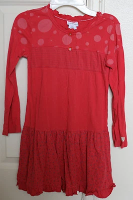 NAARTJIE VINTAGE KITTIES Sz 7 XL Dress Long Sleeve Pink Red Fall 2009 GUC - Image 1 of 4