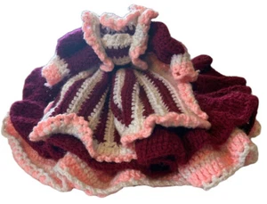 Vtg Doll Dress Hand Crafted Underlay Apron Vintage Burgundy Pink 11” Read! - Picture 1 of 5