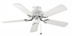 Fantasia Mayfair 42in Ceiling Fan White & Stainless Steel - White Blades 110606 - Picture 1 of 2