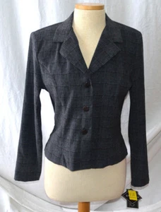WE TOO Stretch Gray and Black Plaid Blazer Women's Size S  - Picture 1 of 3