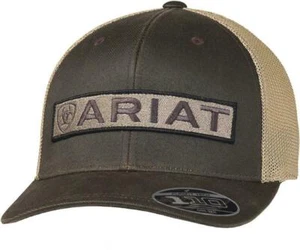 Ariat Mens Flexfit Logo Patch Mesh Adjustable Snapback Cap Hat (Brown/Tan) - Picture 1 of 1