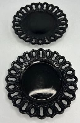 Antiguo diente de sierra gótico negro opaco grueso placa lote de 2 vintage Foto 1 de 4