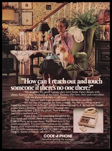 Code-A-Phone 1980s Print Advertisement Ad 1980 Old Lady Cat Answering Machine - Picture 1 of 1