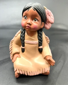 Vintage Indianer Indianer Figur kleines Mädchen handbemalt Keramik Statue - Bild 1 von 14