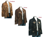 Men American Native Western Cowboy Suede Leather Fringes Jacket  - Color Options