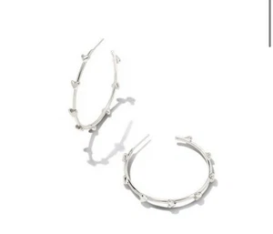 Kendra Scott Kendra Scott Haven Heart Hoop Earrings In Silver Signed - Picture 1 of 5