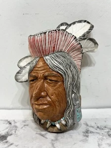 Chalkware Native American Head Wall Plaque - Picture 1 of 5