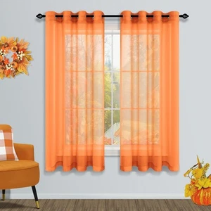 Orange Halloween Curtains 63 Inch Length for Bedroom Boys Room Autumn Decorat... - Picture 1 of 7