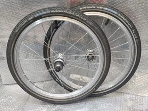 Brompton Superlight 2 speed rear +front wheels, serviced,new rims +Marathon Plus - Picture 1 of 11