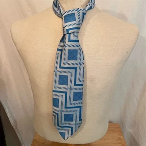 Corbata de diseñador Mayers Park Avenue de colección para hombre azul geométrico longitud clásica Careercore - Imagen 1 de 7