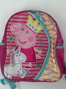Pippa Pig Toddler Girl School Backpack Pink Sequence - Picture 1 of 7