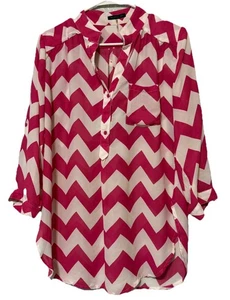 Blusa túnica transparente para mujer Chevron cuello en V manga 3/4 boho CALS talla M - Imagen 1 de 12
