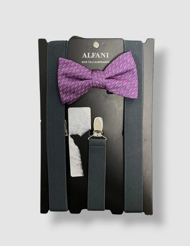 Juego de tirantes de pajarita preatada azul púrpura Alfani para hombre Foto 1 de 1