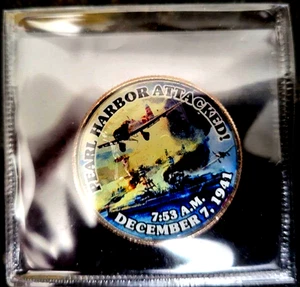 Colorized Pearl Harbor Attacked 1941 Half Dollar Coin - Picture 1 of 2