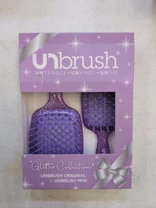 Cepillos UNbrush Untangle Unknot púrpura brillo tamaño completo y tamaño mini nuevos en caja - Imagen 1 de 2