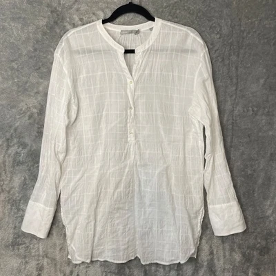 Camisa túnica Vince Top para mujer mediana blanca de gasa manga larga popover silenciosa de lujo Foto 1 de 4