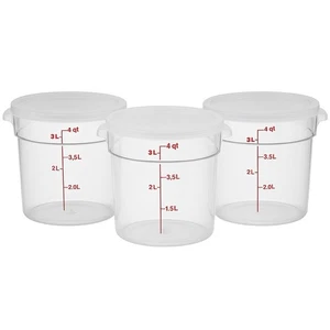 Cambro 4 Qt Round Food Storage Containers w/ Lids 3-Pack BPA-Free - Picture 1 of 10